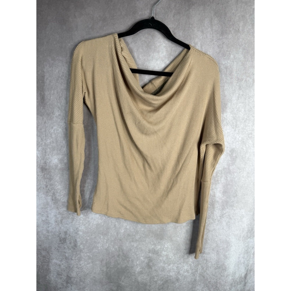 Enza Costa Ribbed Off Shoulder Top In Tan Women's Size S